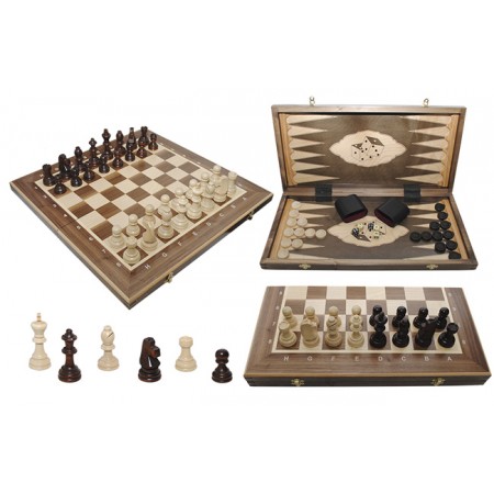 Шахи Турнірні №5 + Нарди Intarsia, 52 см, горіх, Madon 317015