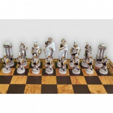 Шахи Nigri Scacchi "Троянська битва", 48 x 48 см (полістоун, шкіра, поле Старовинна карта) | SP64+CD48M