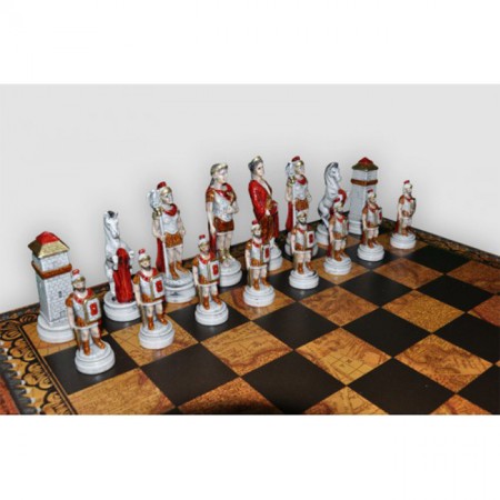 Шахматы Nigri Scacchi "Бой римлян с варварами", 48 x 48 см (полистоун, кожа) | SP24.25+CD48